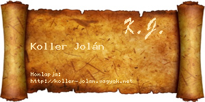 Koller Jolán névjegykártya